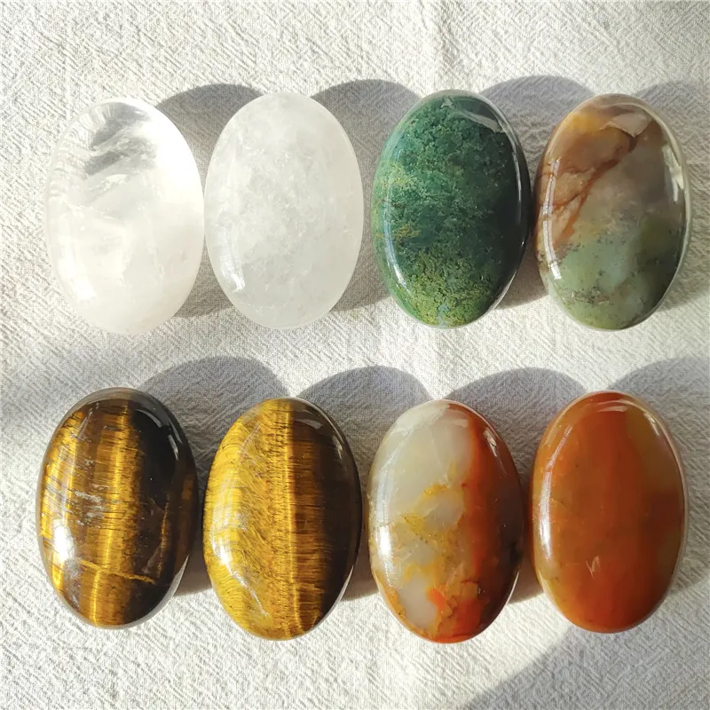 

1pc Healing Crystal Quartz Gemstone Tiger Eye Palm Stone For Meditation