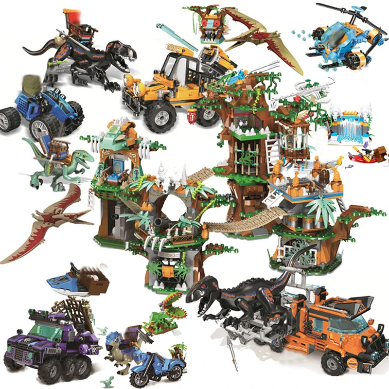

Jurassic Dinosaurs World Park 2 Dinosaur Raptor Protection Zone Set Legoes Building Blocks Kids Toys Gifts juguetes