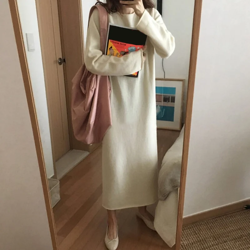 

2019 New Warm Vestidos Sweater Women Autumn Winter Long Sweater Knitted Loose Maxi Over Size Lady Bodycon Long Sweaters