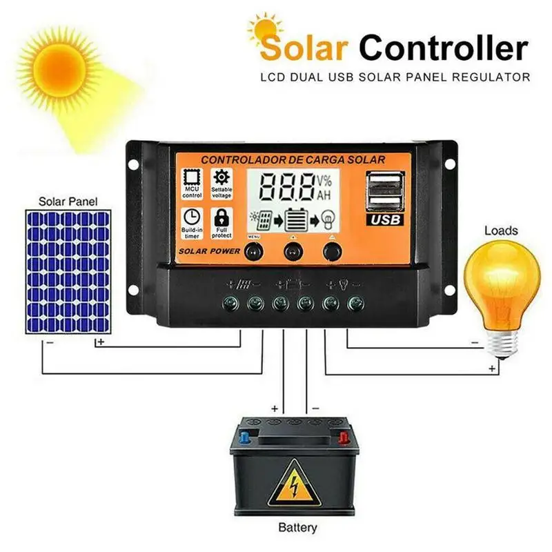 Caixa de Junção de Painéis Ip67 para Casa Controlador Solar Solares Gestão 10a 90a 100a 70a 80a 30a 60a Carga 20a 50a M8g8 40a 6 Solares IP67 Para Casa Gestão 40A 10A