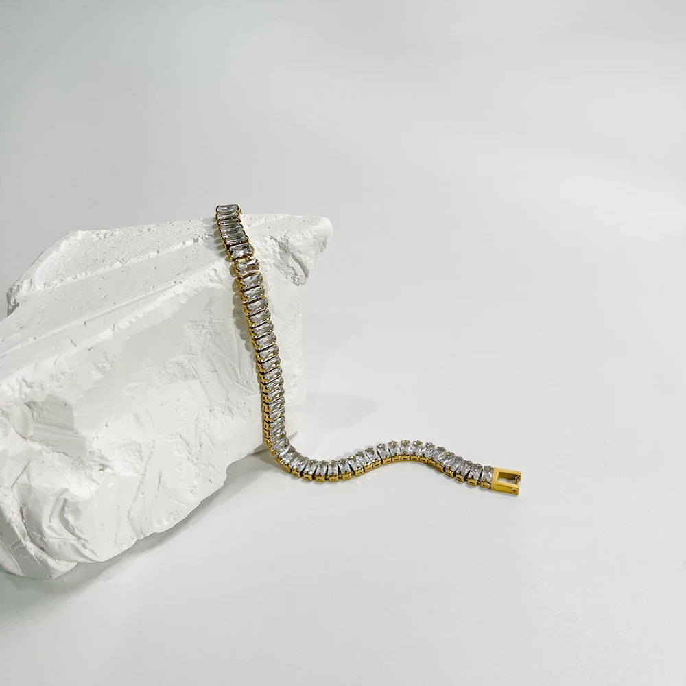 Peri'sbox Luxury Pave Square Cubic Zirconia Bracelet For Women Sparkly Zircon Link Chain Tennis Bracelet Vintage Trendy Bracelet - Image 2