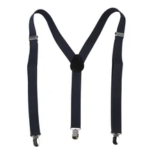 Женщины Мужчины клип на регулируемые брюки эластичный Y назад подтяжки-серый