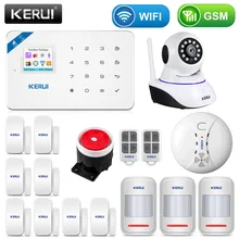 KERUI W18 1,7 pulgadas TFT pantalla con WIFI GSM sistema de alarma de seguridad antirrobo para el hogar Detector de movimiento APP Control Detector de humo de fuego alarma