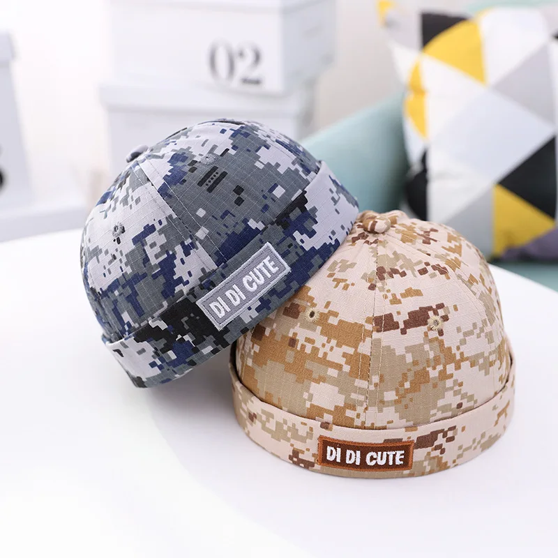 Doitbest Vintage boy Docker Cap Brimless Hat Camouflage girl Beanie Hats Cotton Retro Adjustable Spring Landlord Sailor Cap timberland skully