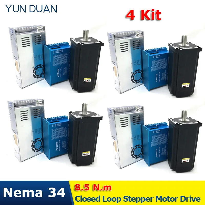 4 комплекта 400 нм шаговый двигатель с замкнутым контуром Nema34 HBS86H привод и Вт 60 В