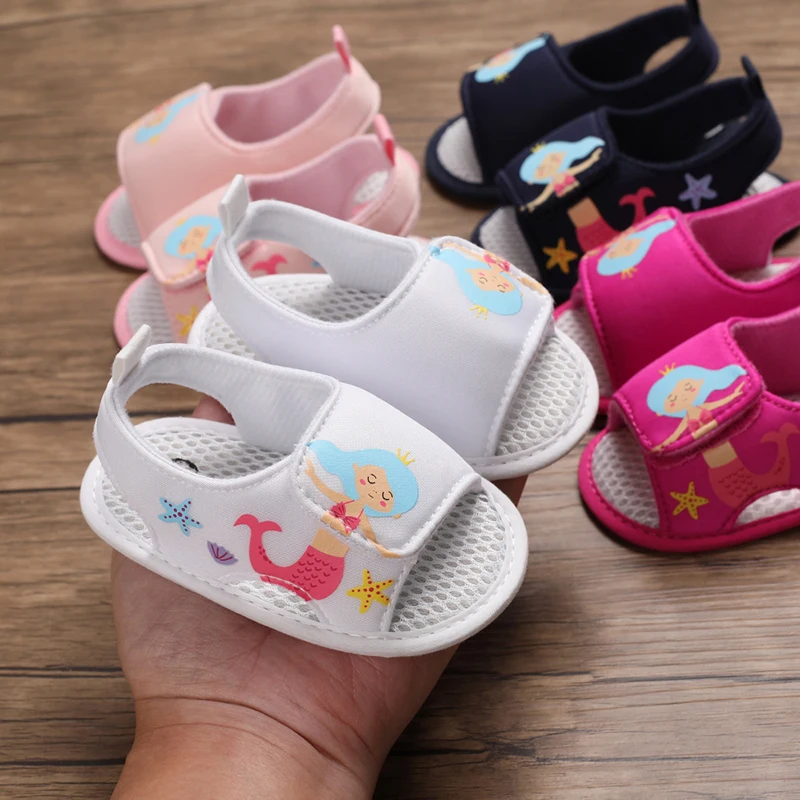 

2020Summer Newborn Baby First Walkers Cartoon The Mermaid Princess Ariels Baby Sneaker Soft Soled Comfortable Infant Crib Shoes
