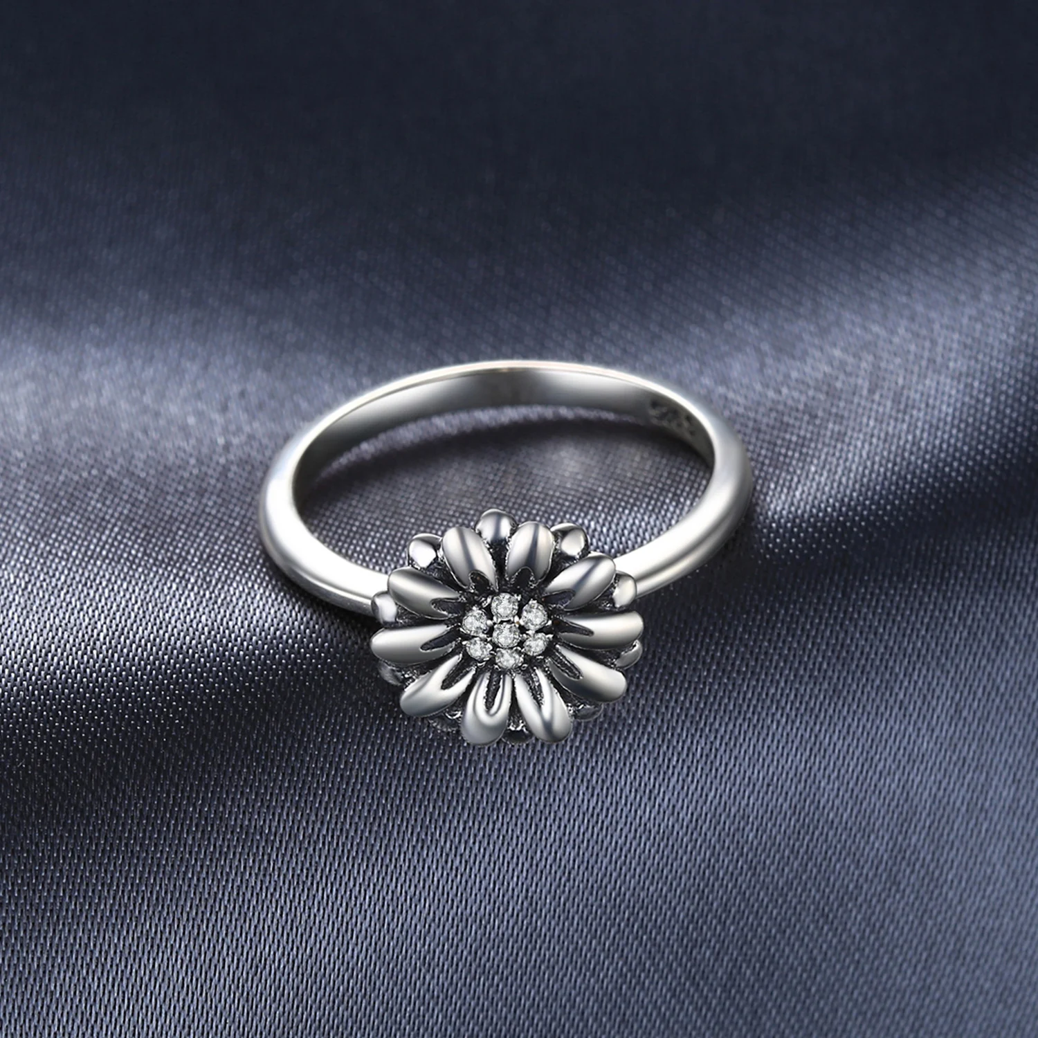 Jewelrypalace Винтаж цветок 0.1ct кубического циркония заявление кольцо стерлингового серебра 925 цветок праздничный комплект подарок для Для женщин