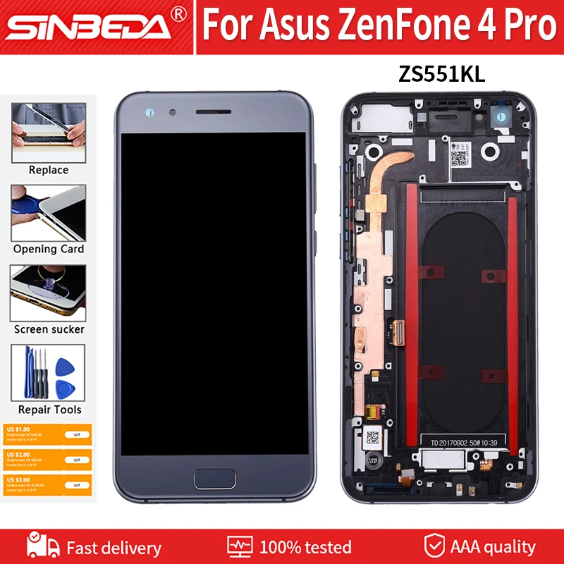 Оригинальный ЖК дисплей 5 дюйма + рамка для ASUS ZenFone 4 Pro ZS551KL с дигитайзером в сборе