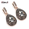 Kinel-boucles d'oreilles de mariée gris cristal pour femmes, style Boho, couleur or Antique, boucles d'oreilles de mariée, gouttes d'eau, de plage, de fête, bijoux Vintage ► Photo 1/6