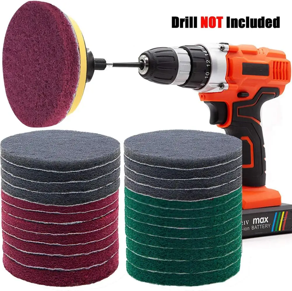 Kit-Drill Cleaning-Pads Kitchen 4inch Power-Scrubber-Pads Bathroom Scouring for Car-Headlight