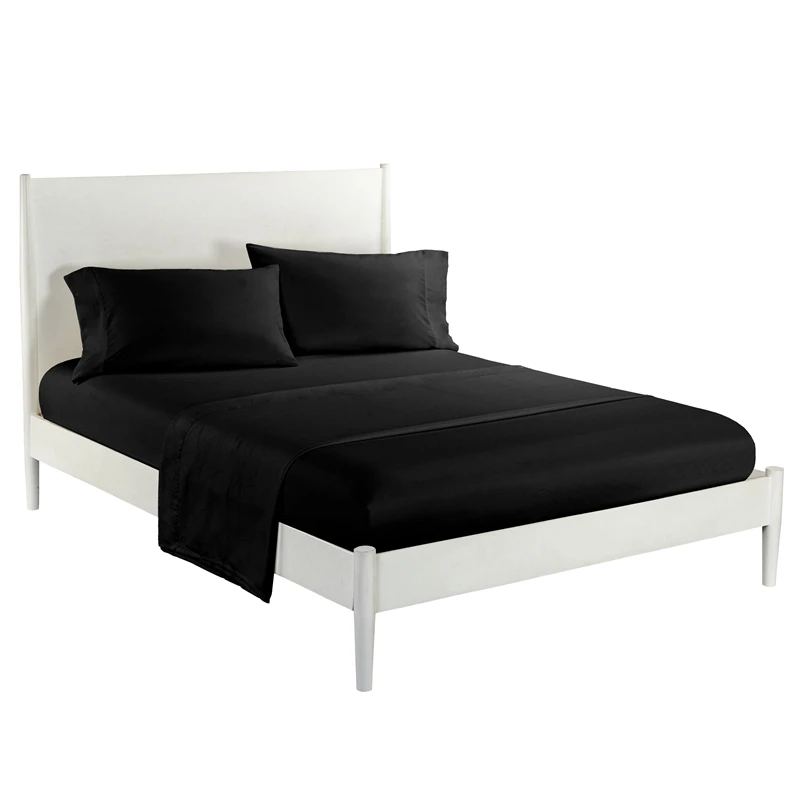 

Home Textile Bedding Sanding Sheets Three-Piece Bed Pillowcases Bed Sheet Bedding Set Solid Color Bed Black Skin Friendly Fabric