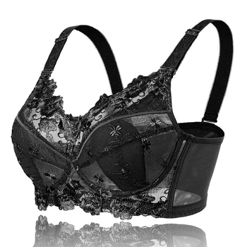 

Full Coverage Bra Plus Size Big Cup Women's Underweire Floral Lace Minimizer Bra Female Non Padded Lingerie 34 36 38 40 42 D E F