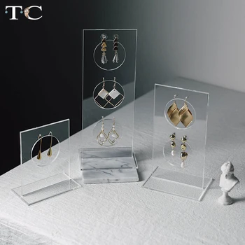 

Acrylic Jewelry Display Drop Earrings Stand Clear Vertical Holder Ear Studs Piercings Show Rack Photography Props