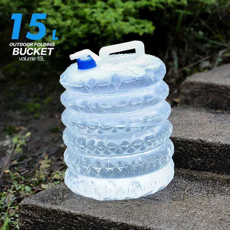 15L Открытый ведро воды складная сумка для хранения воды 5/10/15L Складной PE Пластик Еда Класс бутылка для воды контейнер выживания - Цвет: 15L