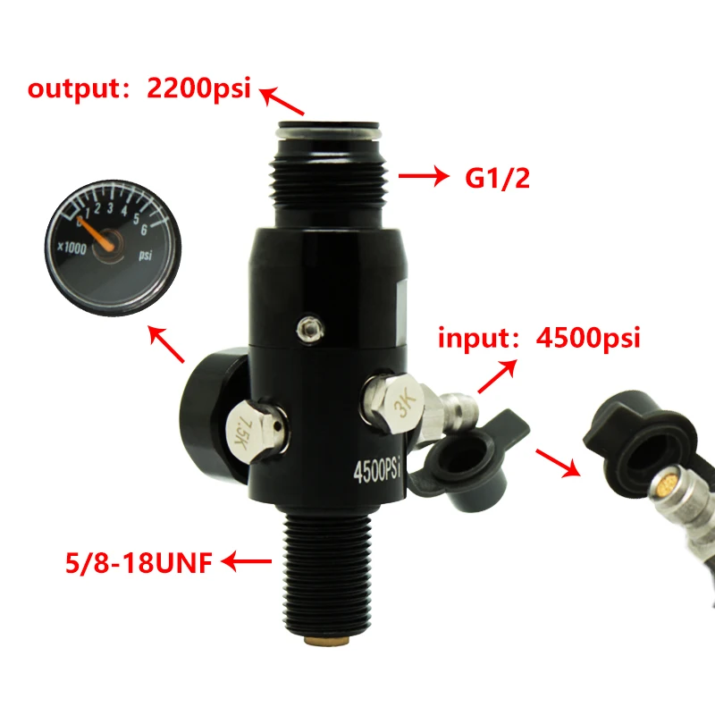 4500psi резьба 5/8-18UNF Пейнтбол hp регулятор воздушного бака с выходным давлением 800psi/1800psi/2200psi