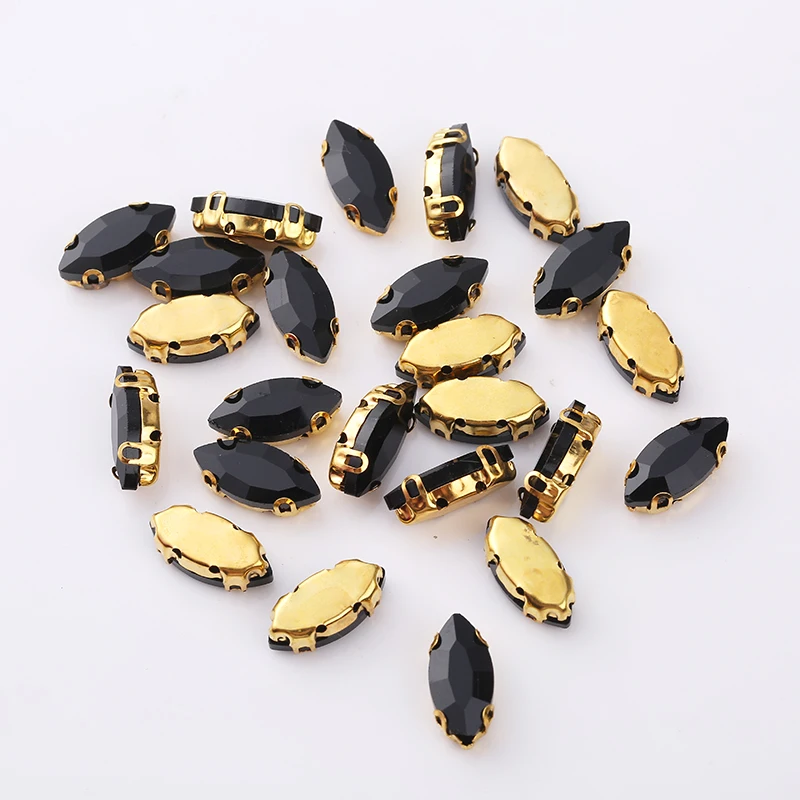 Ресен 7x15mm 50 шт./упак. D Форма коготь на камнях лошадиный глаз faltback Стекло Швейные Стразы с отверстиями DIY Швейные аксессуары