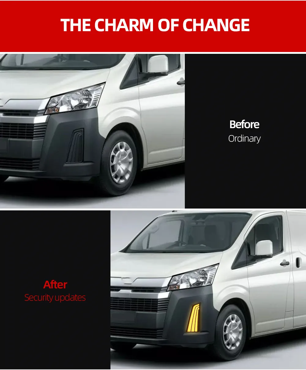 Автомобильный мигающий 1 комплект, Автомобильный светодиодный DRL Дневной ходовой светильник, противотуманная фара, украшение с течением сигнала поворота для Toyota NEW Hiace
