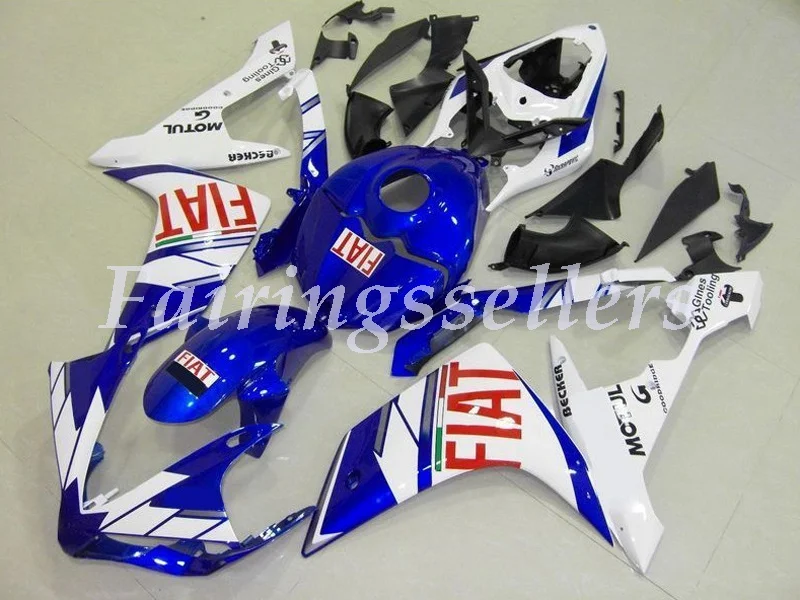 4 бесплатные подарки ABS Полный Танк обтекатель подходит для Yamaha YZF1000 R1 2007 2008 07 08 YZF R1 пользовательские обтекатели комплект синий и белый - Цвет: Blue and white