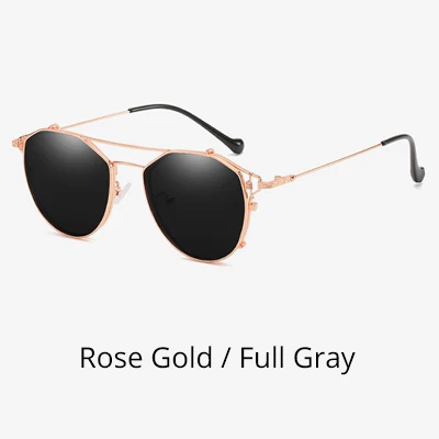 Ralferty, 2 в 1, солнцезащитные очки по рецепту, близорукость, женские очки, Женская оправа, клипсы, очки, полярная оптика, солнцезащитные очки Z17121 - Цвет линз: Rose Gold-Gray