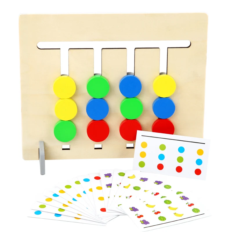 

Montessori new wooden four-color fruit logic game wooden toys desktop interactive fun early education diy toys for children