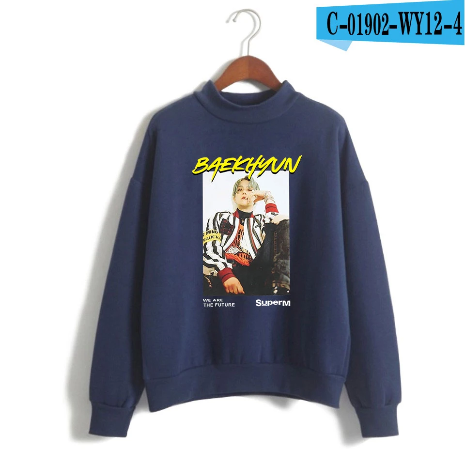 Fadun Tommee Kpop SuperM новая Корейская команда с высоким воротником крутая одежда с длинным рукавом K-pops толстовки Горячая Распродажа женские/мужские водолазки - Цвет: WY12