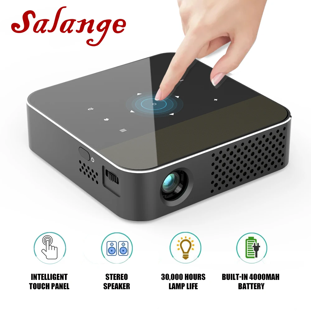 

Salange P16 Mini Projector Dlp,for iPhone Android Mobile Phone Wireless Mirror 4000mAH Battery HDMI 1080P Portable Led Beamer