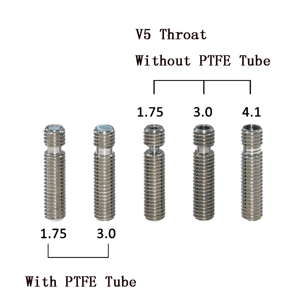 3d принтер горло V5 PTFE трубка MK8 тефлоновая подача горла MK8 насадка сопла M6x26 для 3d принтера экструдер hotend 1,75 мм 3,0 мм 1 шт