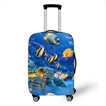 

Travel Luggage Covers Tropical Fish Printing Trolley Suitcase Dust Rain Protective Cover for 18-32 Inch Travel Cases