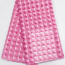 Розовый нигерийский кружевной материал Роскошная французская кружевная ткань с блестками швейцарская вуаль кружевная блестящая ткань для африканского платья 5 ярдов