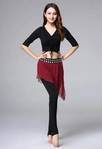 red 3 pcs set Набор костюма для танца живота Женская мода танец живота Практика одежда дамы Болливуд цыганское представление одежда индийское платье DC3545 - Цвет: red 3 pcs set