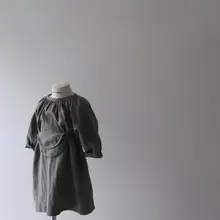 Хлопковое льняное платье в японском стиле для девочек модные весенне-осенние платья для девочек 1-7 лет, PP519