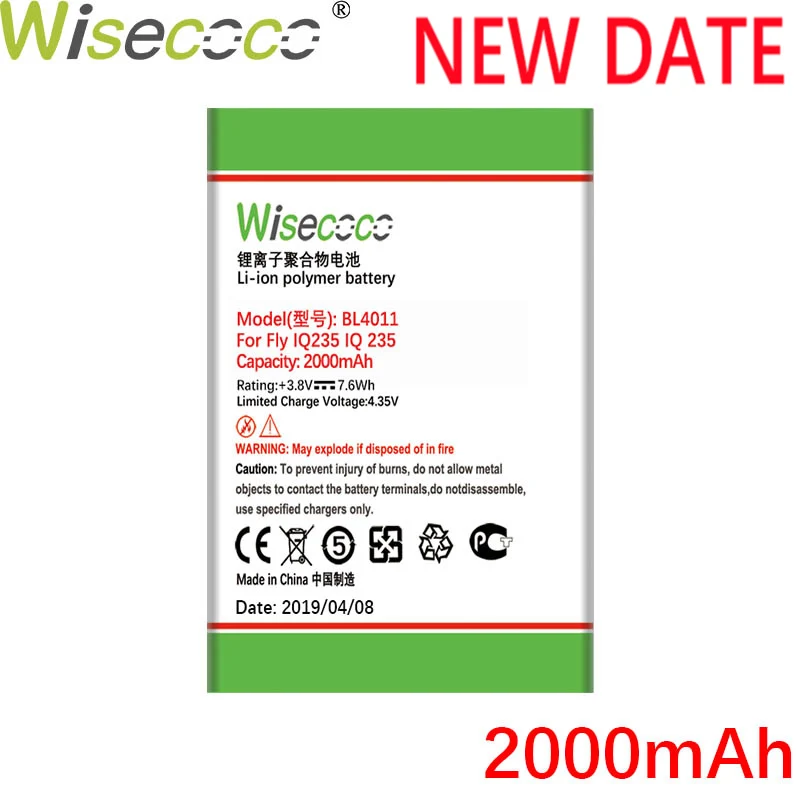 Wiscoco 2000 мАч BL4011 батарея для Fly IQ235 IQ 235 мобильный телефон в наличии новейшее