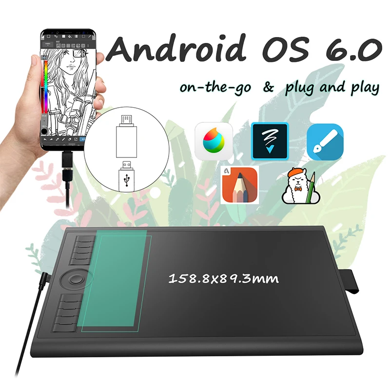 Графический планшет для рисования GAOMON M10K PRO 10*6 25 '' со стилусом без батареи и