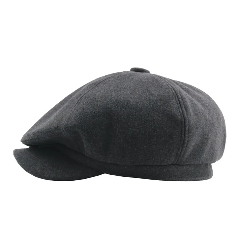 Модный крутой мужской Берет шапочка в джентльменском стиле шерстяная шляпа теплая шапка зимние мягкие однотонные плоский берет бейсболки