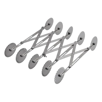 

Stainless Steel Pizza Wheel Knife Cutter Adjustable Dough Divider for Pastry,Pasta,Cakes&Cookies (Double Side 5 Wheel)