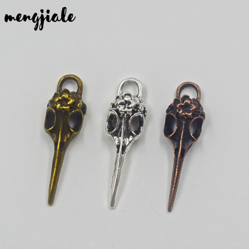 

6pcs/lot Metal Raven skull Charms Fashion Animal Bird head Pendant Charms DIY Jewelry Making Bird Pendant Charms 40*12mm