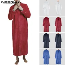 INCERUN, мужские халаты, коралловый флис, ночная рубашка с длинным рукавом, уютная, v-образный вырез, однотонный,, теплые халаты, Зимняя мода, фланелевые женские пижамы