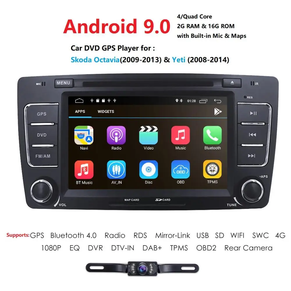 Top 2 Din 7Inch Android 9.0 Car DVD Video Player For SKODA Octavia 2009-2013 CANBUS GPS Navigaiton Bluetooth Radio RDS WIFI SD DAB 1 Top 2 Din 7Inch Android 9.0 Car DVD Video Player For SKODA Octavia 2009-2013 CANBUS GPS Navigaiton Bluetooth Radio RDS WIFI SD DAB 1