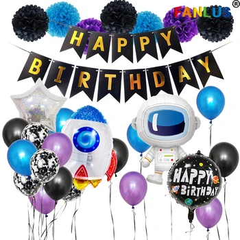 

40pcs/Set Foil Balloon Galaxy Theme Party Boy Kids Birthday Party Decoration Favors Outer Space Party Astronaut balloons Rocket