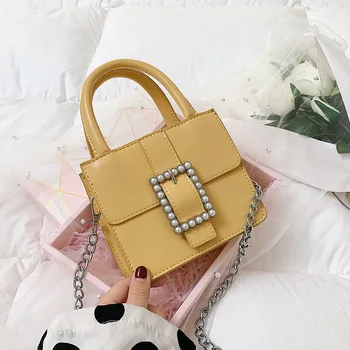 

Fashion bag style PU leather chain small square bag 2020 new wild texture tote bag ladies shoulder crossbody