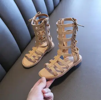 

Sandals For Girls White Children Summer Shoes Kids Sandals For Girls PU Leather High Princess Shoes Girls Gladiator Sandals