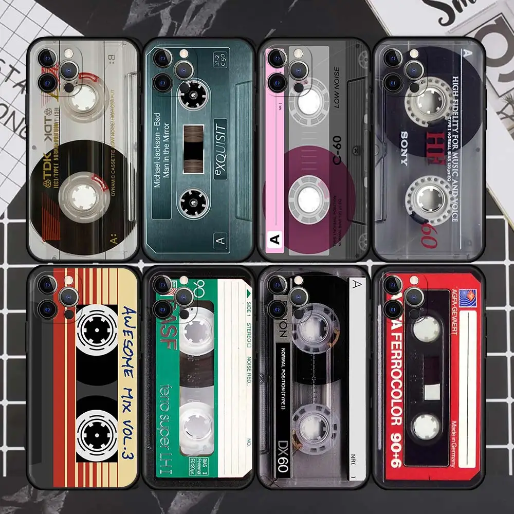 Vintage Cassette Tape Retro Style Black Soft Phone Case