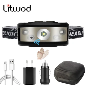 

High Quality XP-G Q5 Sensor Led Headlamp Built in Battery Head Lamp Headlight Bulbs Light Waterproof White & Red Emitting Color