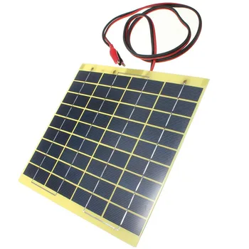 

12V 5W Solar Panel & Clips For Car Home Camping Boat Battery Charger