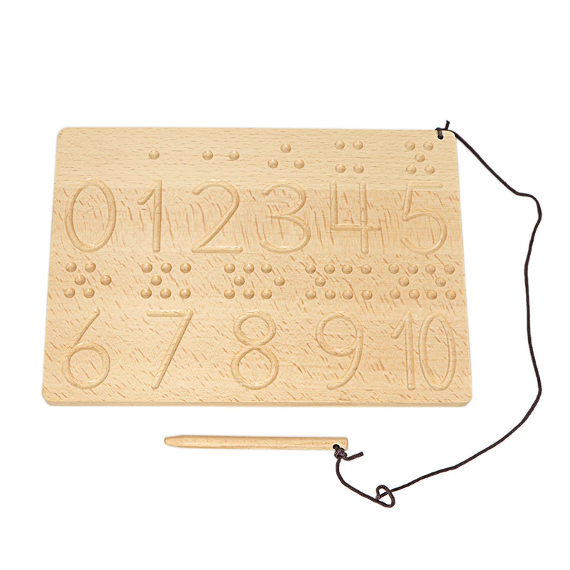 Montessori Tracing Groove Toys Writing Board Alphabet ABC Letters Board Double Shapes Number 1-10 Plush Double Side Beech Wood 5