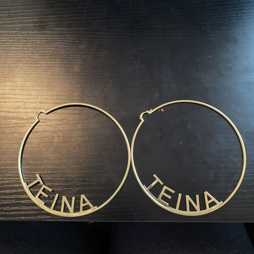 Stainless Steel Block Name Hoop Earrings For Women Customized Big Hoop Letter Earrings Jewelry Christmas Gifts