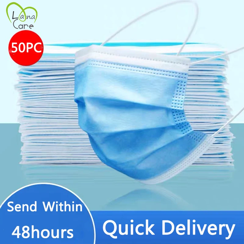 

50PCS Disposable Mouth Masks 3-Layer Anti-Dust Masks Protective Cover Masks Fast Shipping