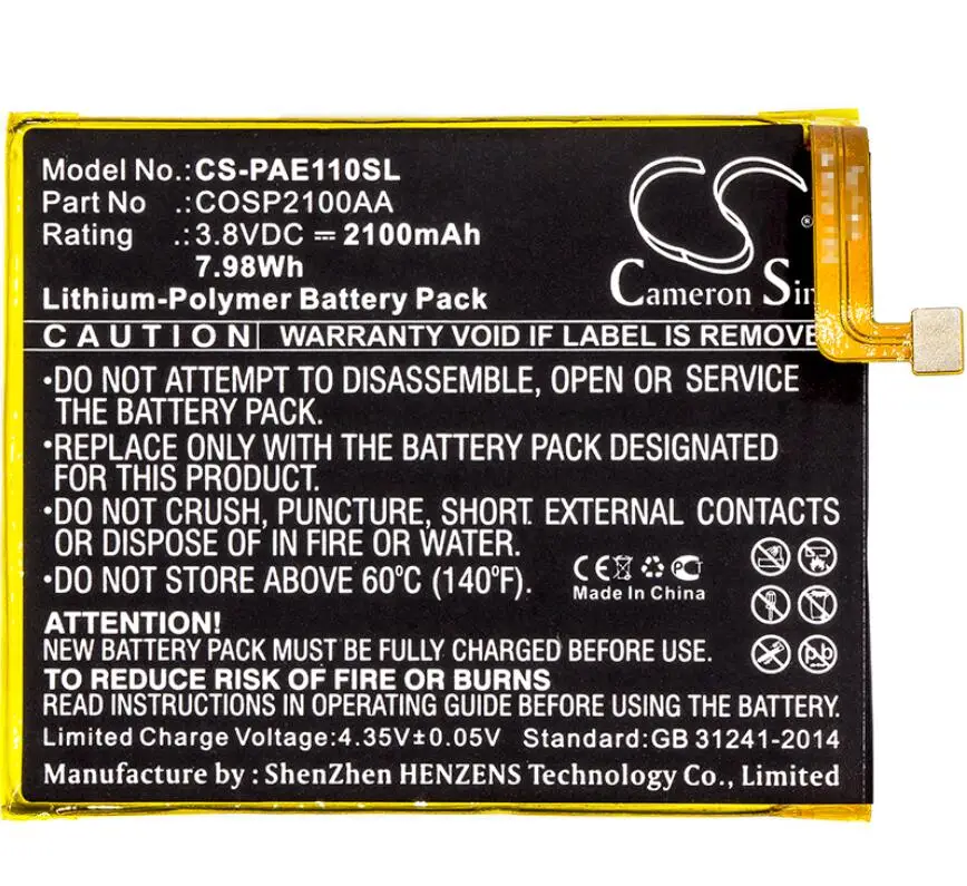 cameron sino 2100mah battery for PANASONIC Eluga A S P11 COSP2100AA Mobile SmartPhone Battery | Мобильные телефоны и