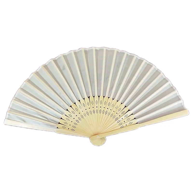  10pcs/lot Personalized 21cm wood Spun Silk Hand Fan Wedding Invitation - 4000239833084