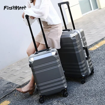 

New 20/24 inch business rolling luggage fashion men women PC aluminum frame trolley suitcase password lock travel luggage